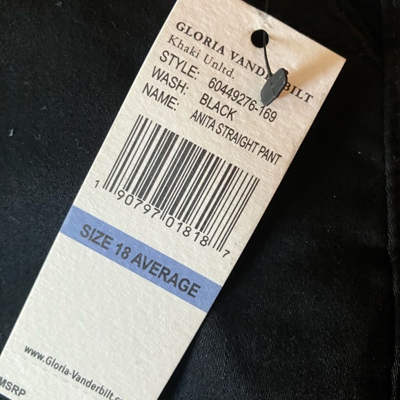 Gloria Vanderbilt straight leg khaki pants size 18 black - Picture 4 of 4